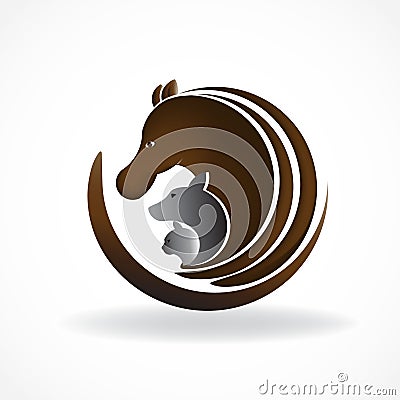 Logo horse, dog and cat.Animal pets vector image identity card symbol label image logotype Vector Illustration