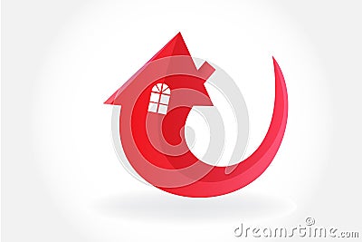 Logo house arrow symbol vector Vector Illustration