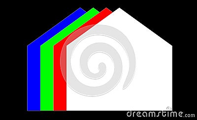 Logo house drawn in schematic form, with multicolored linear elements. Stock Photo