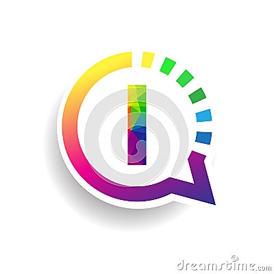 Logo I letter colorful on circle chat icon. Vector design for your logo application for company identity Vector Illustration