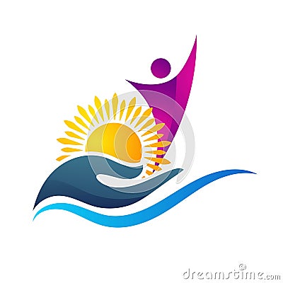 People wellness woman, children charity logo icon. Vector Illustration