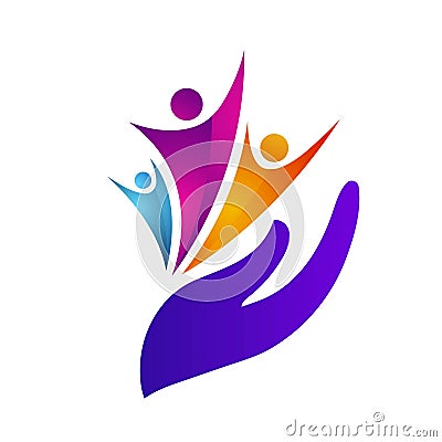 People wellness woman, children charity logo icon. Vector Illustration