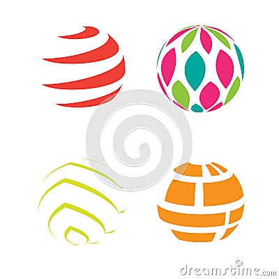 Logo icon sphere globe shapes geometric round abstract Vector Illustration