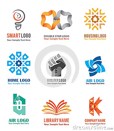 Logo icons set for company identity branding like smart ideas Vector Illustration