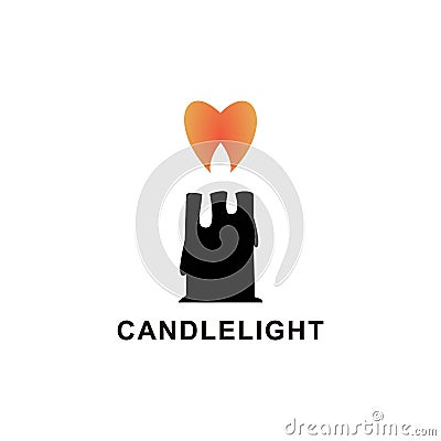 Logo illustration candle with love fire design Vector Illustration