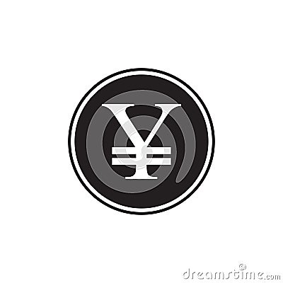 Logo illustration, Japanese yen currency symbol. Black silhouette Japan yen sign, Yen coin Vector Illustration