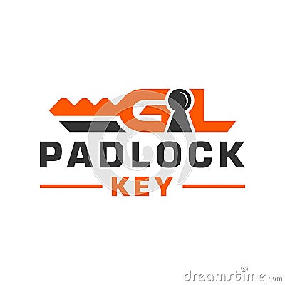 logo illustration of a padlock with the letters GL Cartoon Illustration