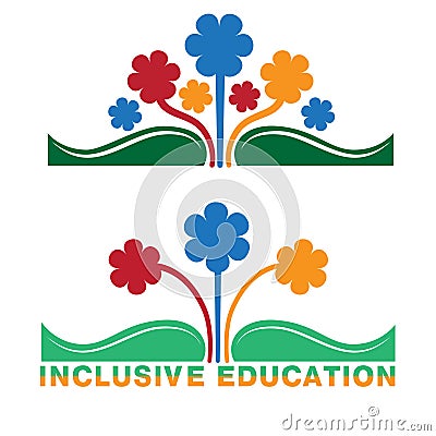 Logo for inclusive education, concept of equality of different people. Vector Illustration