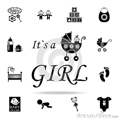 Logo inscription is a girl icon. Baby icons universal set for web and mobile Stock Photo