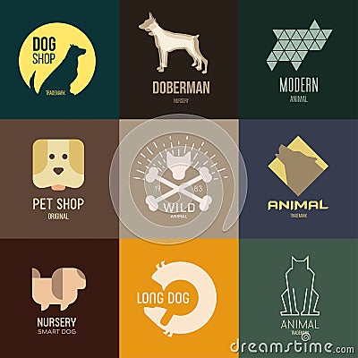 Logo inspiration for shops, companies, advertising with dog Vector Illustration