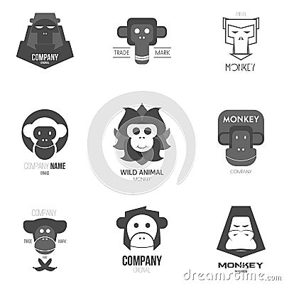 Logo inspiration for shops, companies, advertising or other business with monkey. Vector Illustration