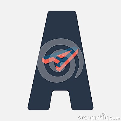 A logo with the isometric A inside the letter A Cartoon Illustration