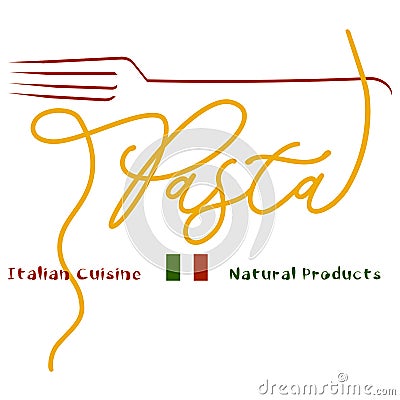 logo of Italian cuisine pasta with spaghetti lettering Vector Illustration