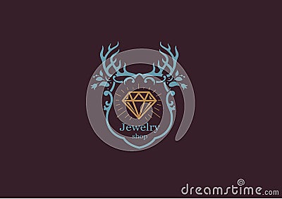 Logo for jewelry store, diamond frame Vector Illustration