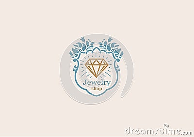 logo for jewelry store, diamond frame Vector Illustration
