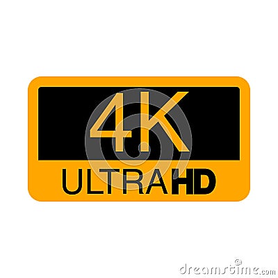 Logo 4K Ultra HD. Vector illustration of 4K video Cartoon Illustration