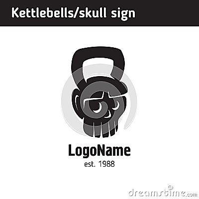 Logo in the kettlebell skull Vector Illustration