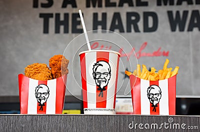 Logo KFC Fast Food Restaurant Kentucky Fried Chicken KFC Editorial Stock Photo