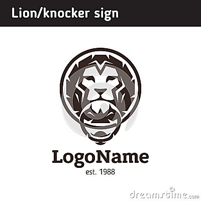 Logo knocker in the form of a lion`s head Vector Illustration