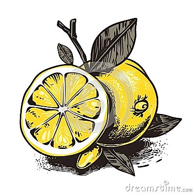 Logo Lemon On Isolated Tansparent Background, Png. Generative AI Stock Photo