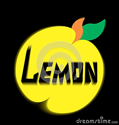 Logo lemon leave black background Vector Illustration