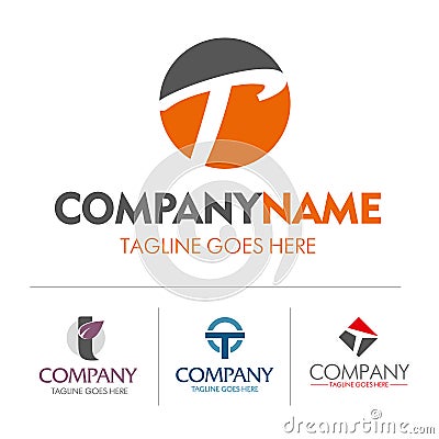 Logo letter T set Vector Illustration