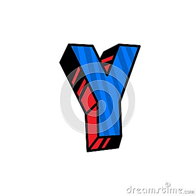 Logo, letter Y. Vector. Linear, outline icon. Volumetric mark, 3D. Color capital letter. Illustration with pattern. Symbol on Vector Illustration