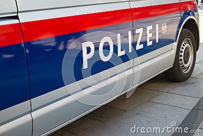 Logo on the local police car. Editorial Stock Photo