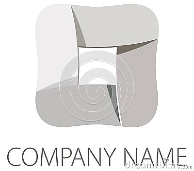 Logo like ribbon folded in rounded square. Vector Illustration