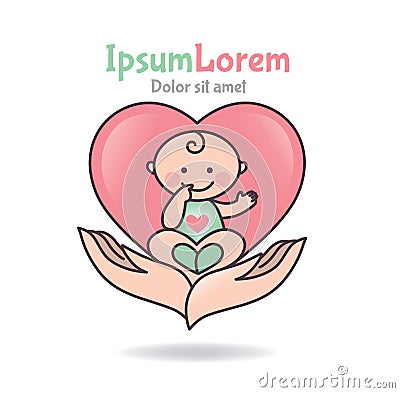 Logo love baby Vector Illustration