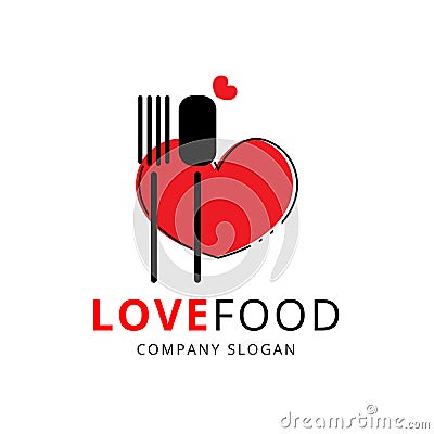 Love Food Logo and vector Vector Illustration