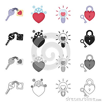 Logo, love, relationship, and other web icon in cartoon style.Ornaments, sign, logo, icons in set collection. Vector Illustration