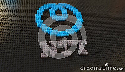Plastic toy blocks compose logo of NTT, editorial conceptual 3d rendering Editorial Stock Photo