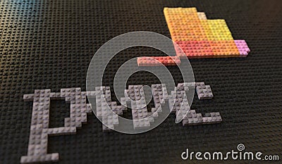 Toy bricks compose logo of PWC. Editorial conceptual 3d rendering Editorial Stock Photo
