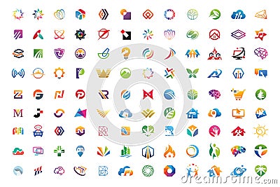 Logo mega collections abstract geometric business icon set vector eps 10 Vector Illustration