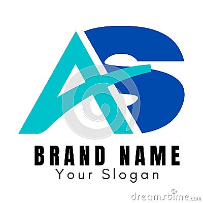 a combined logo of letters a and s, a very attractive blend for your business or product brand Stock Photo