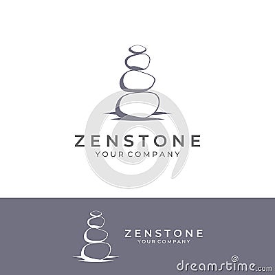 Minimalist zen stones logo, balancing stones, neatly stacked stones, stones for meditation or wellness.With template vector Vector Illustration