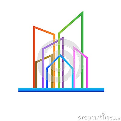 Logo modern colorful buildings icon vector Vector Illustration