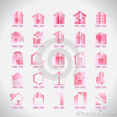 Logo Modern home pink Collection. Creative. love. Abstract. symbol. vector illustration. on white background Vector Illustration