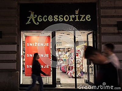 Logo of Monsoon Accessorize on their main stores in Belgrade. Monsoon Accessorize is a firm specialized in retail clothing Editorial Stock Photo
