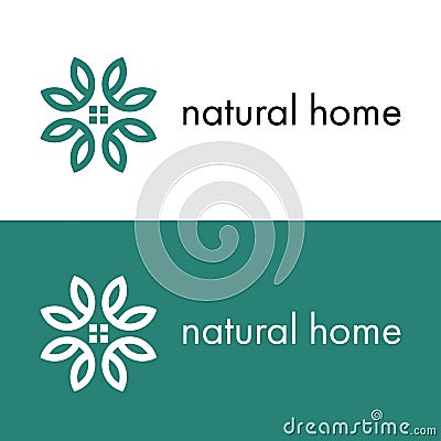 Logo natural home leaves building home nature leaf real estate logo icon leaf home window green eco building modern logo Vector Illustration