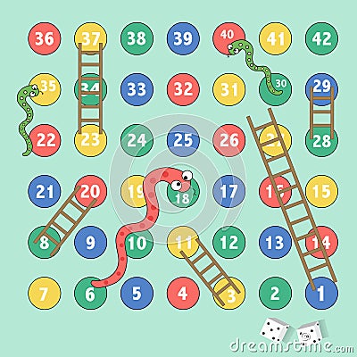 Ladder snakes game, Funny frame for children,Vector illustrations. Vector Illustration