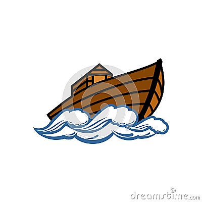 Logo of Noah`s Ark. Ship to rescue animals and people from the Flood. Biblical illustration Vector Illustration