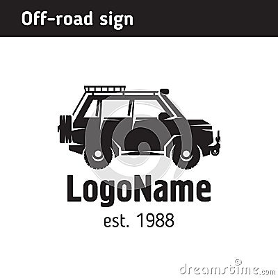 Sign of off road jeep, for travel and expeditions Vector Illustration