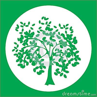Logo with olive trees in circle Vector Illustration