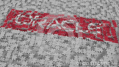 Logo of ORACLE being made with puzzle pieces, editorial 3D rendering Editorial Stock Photo