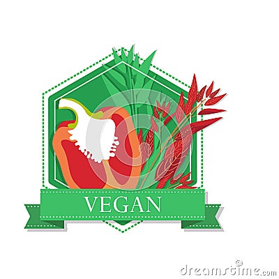 The logo of the organic food red sweet pepper. Vector Illustration