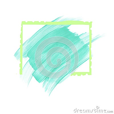 Logo paint template. Original grunge brush paint texture design acrylic stroke poster over square frame Original rough paper hand Stock Photo