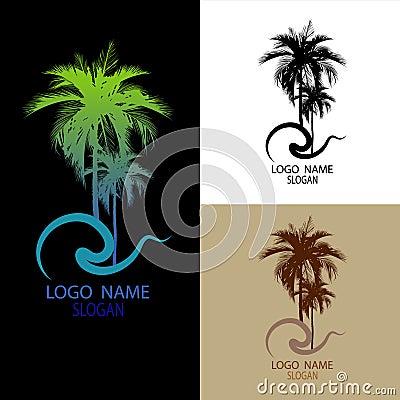 Logo of palm and coconut trees, vector illustration, Vector Illustration