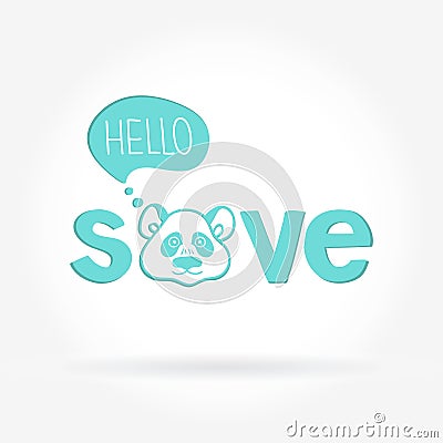 Logo with the panda. Animal Rescue. Logo for pet shops, veterinary clinics. Vector Illustration